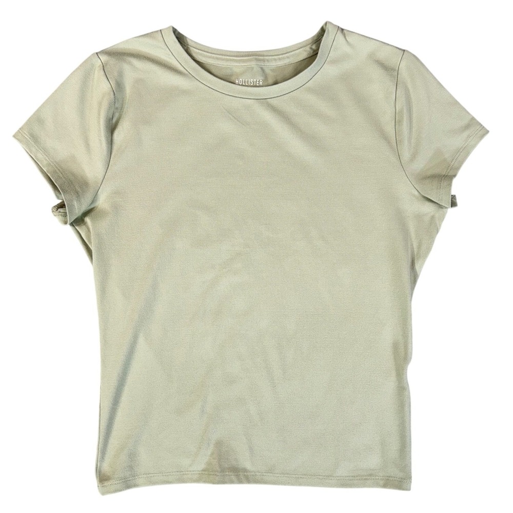 Hollister Womens Crew Neck Short Sleeve Basic T Shirt Size M stretch Y2K green